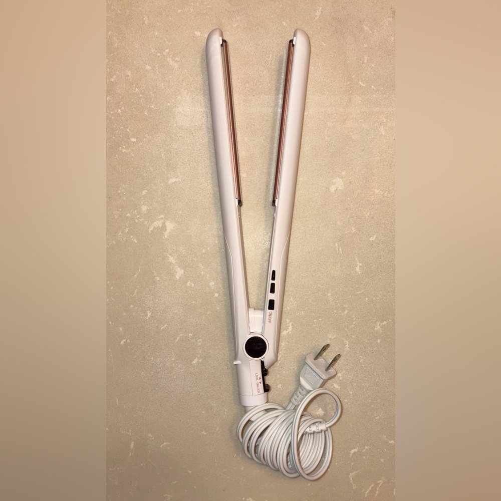 Conair CS221N Double Ceramic 1" Flat Iron White Rose Gold Hair Straightener